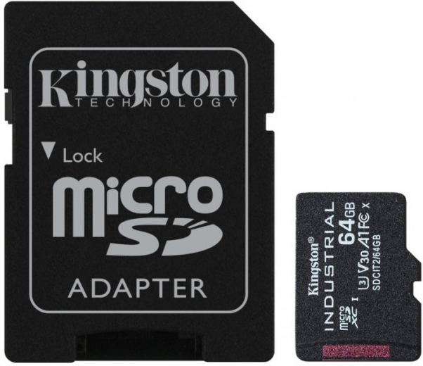 Карта памяти Kingston microSDXC 64GB Industrial Class 10 UHS-I V30 A1 + SD-адаптер (SDCIT2/64GB) - фото - интернет-магазин электроники и бытовой техники TTT