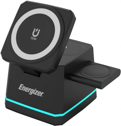 Зарядное устройство Energizer WCP307 3-in-1 15W Magnetic Wireless Fast Charger (WCP307) Black  - фото - интернет-магазин электроники и бытовой техники TTT