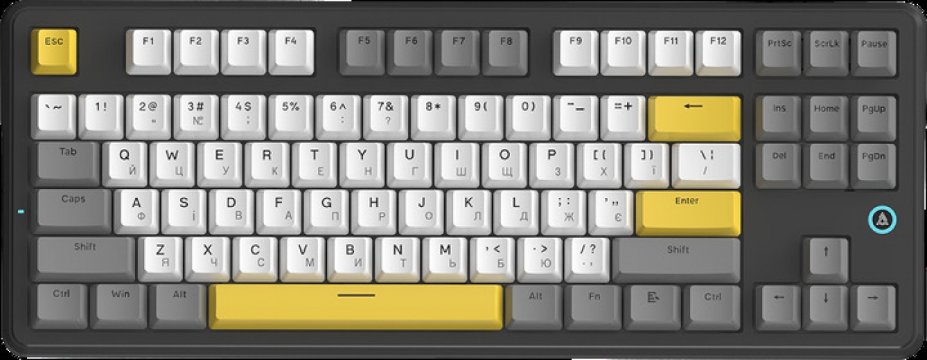 Клавиатура проводная Ajazz AK870 V2 Flying Fish Switch USB (AK870-V2-FF-BGY) Black-Grey-Yellow  - фото - интернет-магазин электроники и бытовой техники TTT