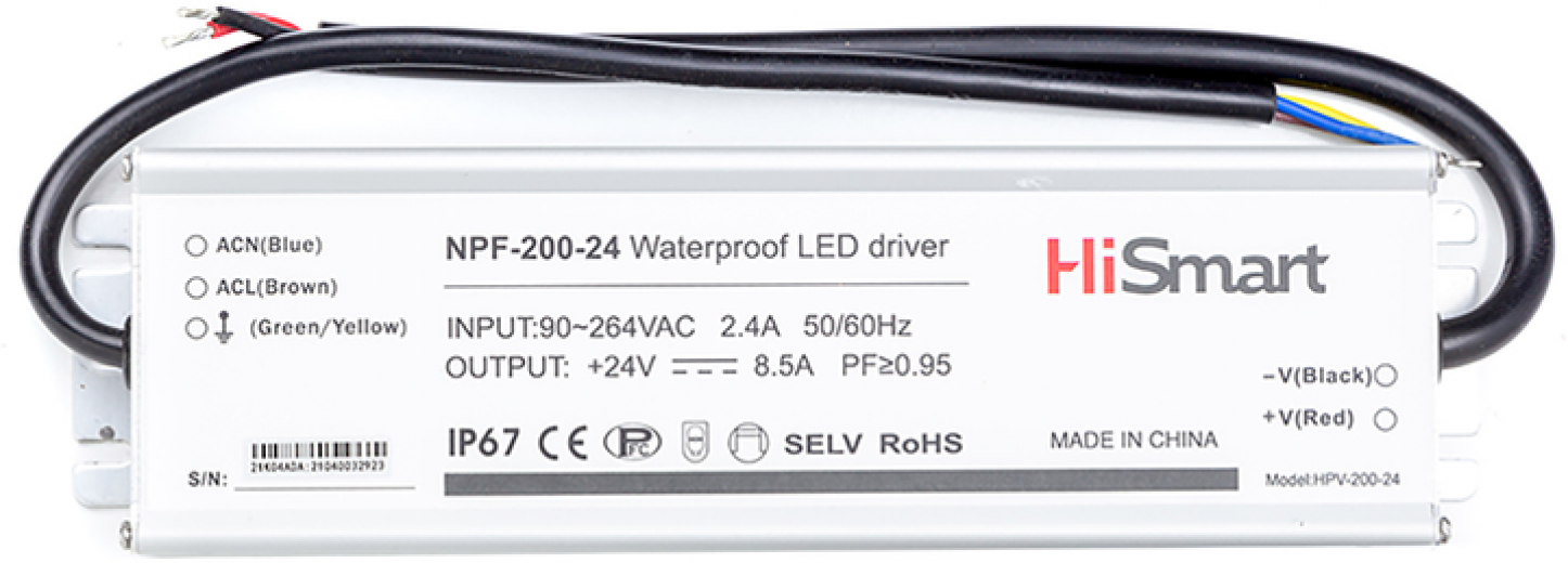 Блок питания HiSmart 24V 8.5A 200W PFC IP67 (NPF-200-24) - фото Блок питания HiSmart 24V 8.5A 200W PFC IP67 (NPF-200-24) - фото - интернет-магазин электроники и бытовой техники TTT