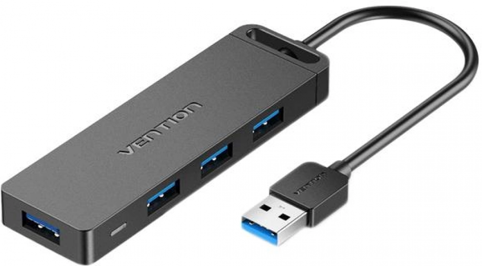 USB-хаб Vention 4-Port з microUSB живленням 0.15 м (CHLBB) Black  - фото - інтернет-магазин електроніки та побутової техніки TTT