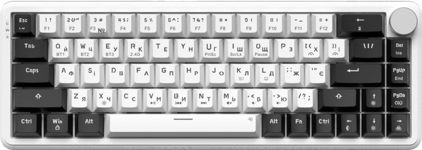 Клавіатура бездротова GamePro Asgard Valhalla MK210W Pro 65% RGB Wireless/Bluetooth/USB White - фото - інтернет-магазин електроніки та побутової техніки TTT