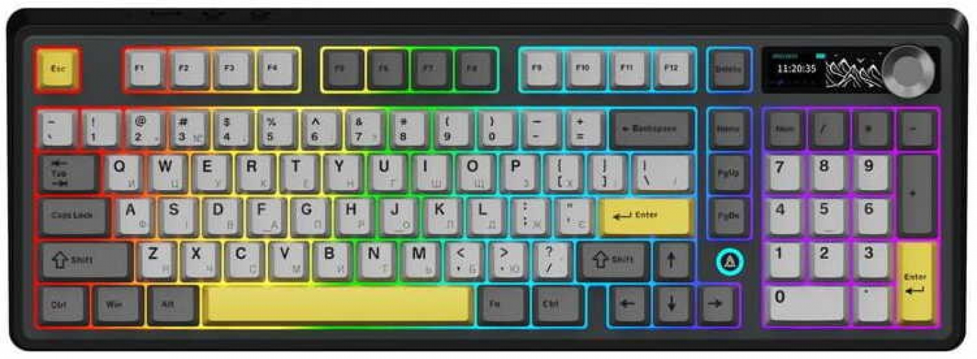 Клавиатура беспроводная Ajazz AK980 V2 Gift Switch V2 Wireless/Bluetooth/USB (AK980-V2-G-BGY) Black-Grey-Yellow - фото - интернет-магазин электроники и бытовой техники TTT