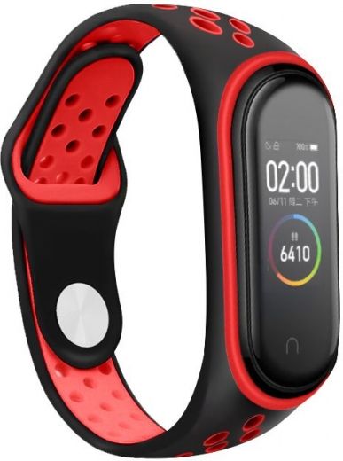 Ремешок BeCover Nike Style для Xiaomi Mi Smart Band 5 (705153) Black-Red - фото - интернет-магазин электроники и бытовой техники TTT