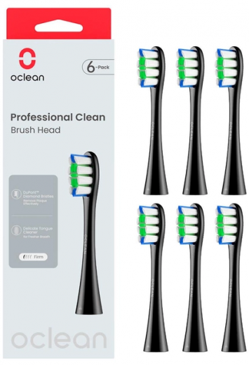 Насадки для электрической зубной щетки Oclean Professional Clean 6шт Black - фото - интернет-магазин электроники и бытовой техники TTT