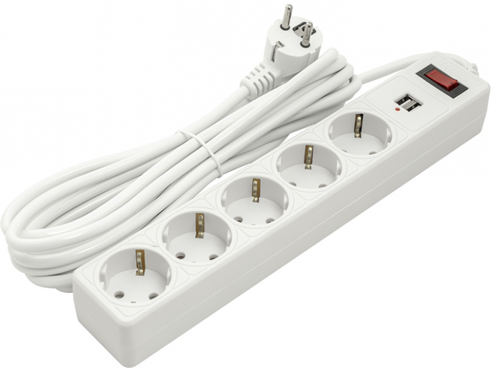 Мережевий фільтр PowerPlant 5 м 5 розеток 2 x USB JY-1056U/5 (PPSA10M50S5U) - фото - інтернет-магазин електроніки та побутової техніки TTT
