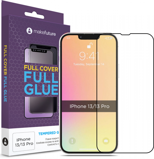 Захисне скло MakeFuture для Apple iPhone 13/13 Pro Full Cover Full Glue (MGF-AI13/13P) - фото - інтернет-магазин електроніки та побутової техніки TTT