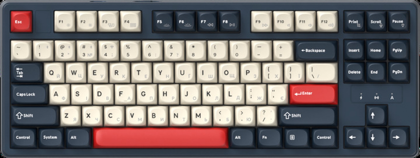 Клавіатура бездротова GamePro Asgard Ragnar Keychron Super Red Switch Wireless/Bluetooth/USB (MK285BL) Blue  - фото - інтернет-магазин електроніки та побутової техніки TTT