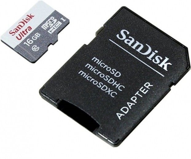 Карта памяти SanDisk Ultra microSDHC UHS-I 16GB + SD-adapter (SDSQUNB-016G-GN3MA) - фото - интернет-магазин электроники и бытовой техники TTT