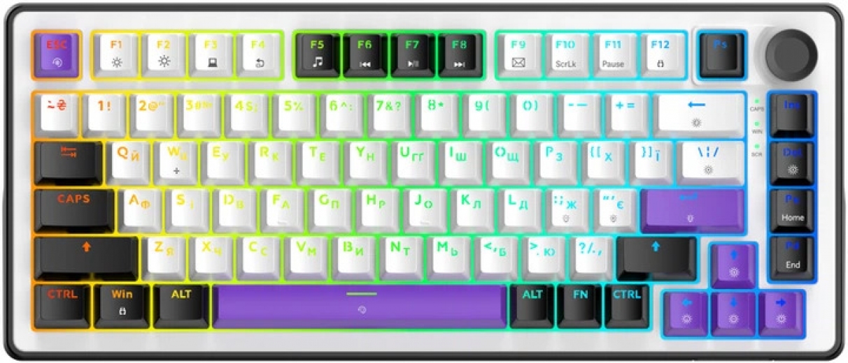 Клавіатура дротова Hator Hellyberry HK75 Mechanical Linear RGB USB (HK75) White/Violet - фото - інтернет-магазин електроніки та побутової техніки TTT