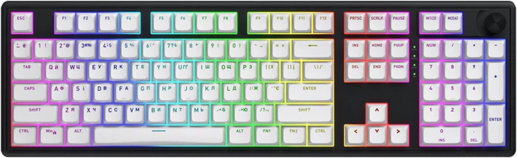 Клавіатура бездротова Hator Skyfall 100 Aurum Lemon RGB Wireless/Bluetooth/USB (HTK3100UA) Black/White  - фото - інтернет-магазин електроніки та побутової техніки TTT