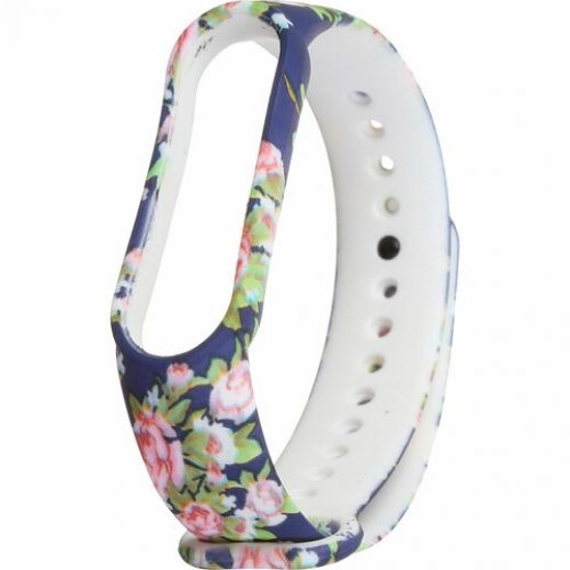 Ремешок ArmorStandart для Xiaomi Mi Band 5 Blue with flowers - фото - интернет-магазин электроники и бытовой техники TTT