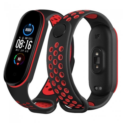 Ремінець BeCover Vents Style для Xiaomi Mi Smart Band 7 (710506) Black-Red - фото - інтернет-магазин електроніки та побутової техніки TTT
