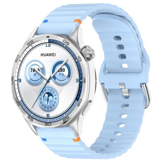 Ремінець BeCover Ribbed Tape для Huawei Watch GT 5 / GT 4 (46mm) / GT 3 (46mm) / GT 2 (46mm) / GT 2 Pro / Watch GS Pro (714287) Lite Blue - фото - інтернет-магазин електроніки та побутової техніки TTT