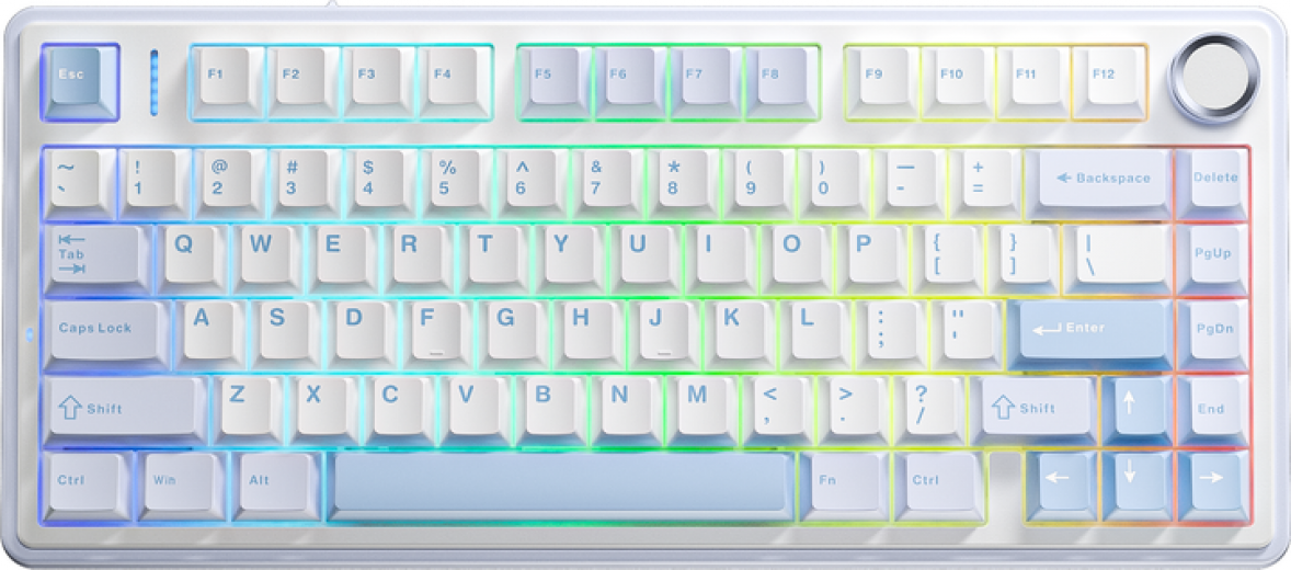 Клавиатура беспроводная AULA F75 Leobog Greywood V3 Hot-Swap PBT 2.4G Wireless/BT/USB (6948391208633) Blue  - фото - интернет-магазин электроники и бытовой техники TTT