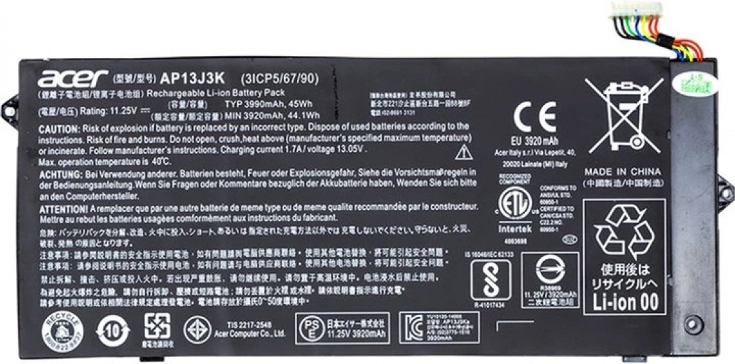 Аккумулятор для ноутбуков ACER Chromebook C720 (AP13J3K) 11.25V 45Wh (original) (NB410408) - фото - интернет-магазин электроники и бытовой техники TTT