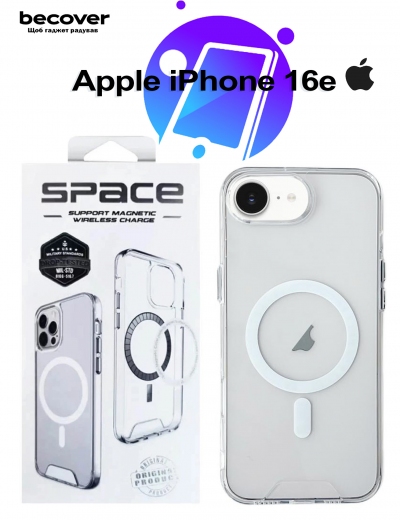 Панель BeCover Space Case (MagSafe) для Apple iPhone 16e (713884) Transparancy - фото - интернет-магазин электроники и бытовой техники TTT