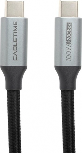 Kабель PowerPlant USB3.1, USB-C - USB-C, 10 Гбит/с, 100W, 20V/ 5A, 4K/ 60 Гц, 1 м (CA913312) Black/Grey  - фото Kабель PowerPlant USB3.1, USB-C - USB-C, 10 Гбит/с, 100W, 20V/ 5A, 4K/ 60 Гц, 1 м (CA913312) Black/Grey  - фото - интернет-магазин электроники и бытовой техники TTT