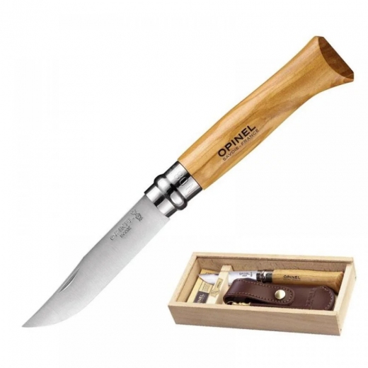 Нож Opinel 8 VRI Олива с чехлом в пенале - фото - интернет-магазин электроники и бытовой техники TTT