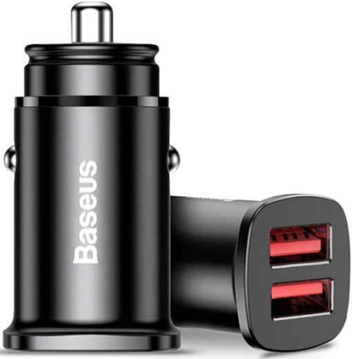 Автомобильное зарядное устройство Baseus Square Metal QC 3.0 30W 2USB Black (CCALL-DS01) Black  - фото - интернет-магазин электроники и бытовой техники TTT
