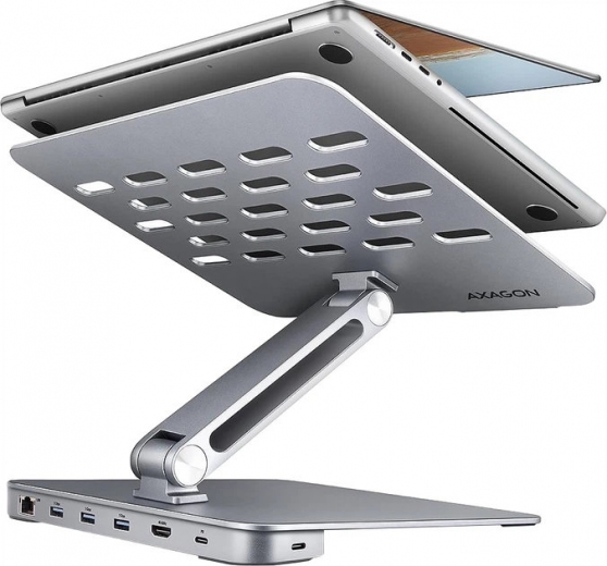 Подставка для ноутбука AXАGОN HMC-STND USB-C 5Gbps 7in1 (HMC-STND) Silver - фото - интернет-магазин электроники и бытовой техники TTT
