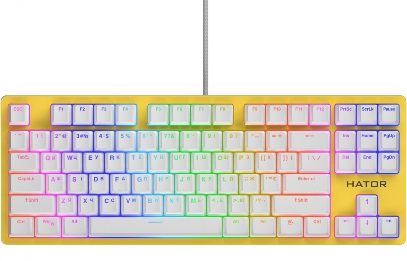 КЛАВІАТУРА HATOR ROCKFALL 2 MECHA TKL ORANGE USB (HTK-722) YELLOW  - фото - інтернет-магазин електроніки та побутової техніки TTT