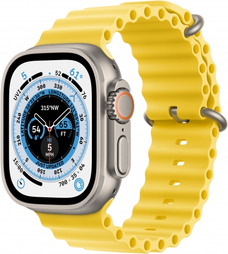 Apple Watch Ultra GPS + Cellular, 49mm Titanium Case with Yellow Ocean Band (MNHG3UL/A) - фото - інтернет-магазин електроніки та побутової техніки TTT