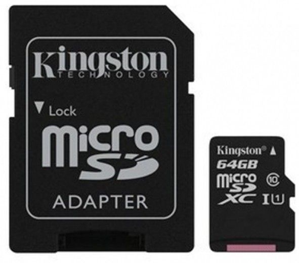 Карта памяти Kingston microSDXC 64GB Canvas Select Class 10 UHS-I U1 + SD-адаптер (SDCS/64GB) - фото - интернет-магазин электроники и бытовой техники TTT