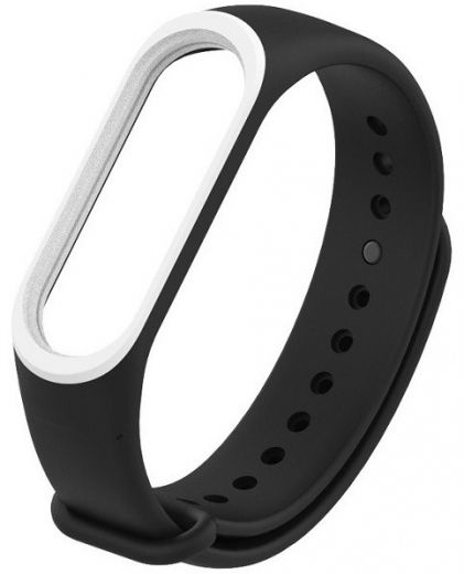 Ремінець для Xiaomi Mi Band 3/4 Black/White - фото - інтернет-магазин електроніки та побутової техніки TTT