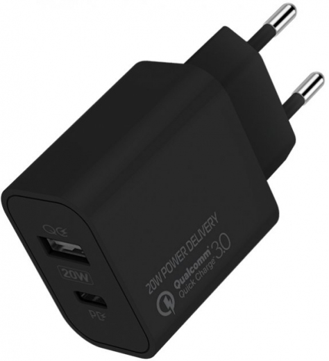 Сетевое зарядное устройство СolorWay (Type-C PD + USB QC3.0) (20W) V2 (CW-CHS025QPD-BK) Black - фото Сетевое зарядное устройство СolorWay (Type-C PD + USB QC3.0) (20W) V2 (CW-CHS025QPD-BK) Black - фото - интернет-магазин электроники и бытовой техники TTT