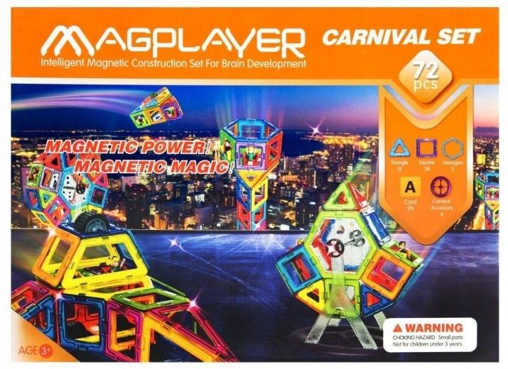 Магнитный конструктор MagPlayer 72 элемента (MPA-72) - фото Магнитный конструктор MagPlayer 72 элемента (MPA-72) - фото - интернет-магазин электроники и бытовой техники TTT