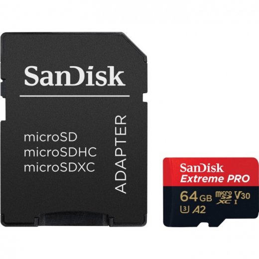 Карта памяти SanDisk Extreme Pro microSDXC 64GB UHS-I U3 + SD-адаптер (SDSQXCU-064G-GN6MA) - фото - интернет-магазин электроники и бытовой техники TTT