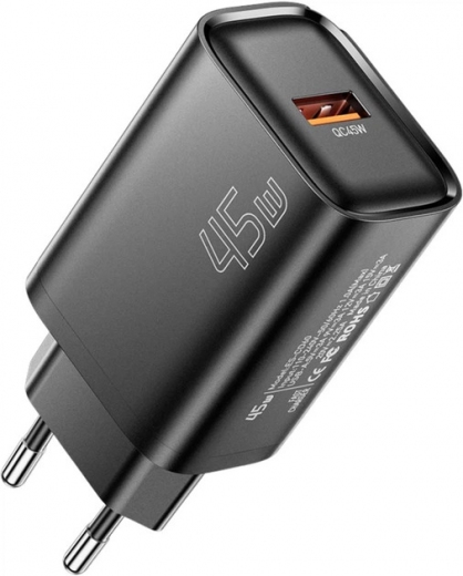 Мережевий зарядний пристрій ESSAGER Flash 45W 1USB-A QC (ECT45W-RPB01-Z) Black  - фото - інтернет-магазин електроніки та побутової техніки TTT