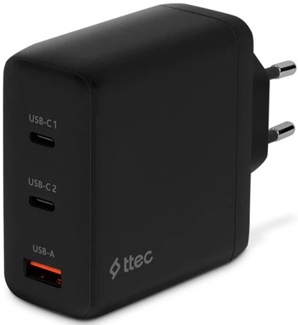 Мережевий зарядний пристрій Ttec SmartCharger Trio GAN 2хUSB-C/USB-A /120Вт (2SCG04S) Black  - фото - інтернет-магазин електроніки та побутової техніки TTT