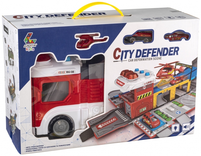 Ігровий набір LunaTik Пожежний авто-трансформер (LNK-CDF0691) - фото - інтернет-магазин електроніки та побутової техніки TTT