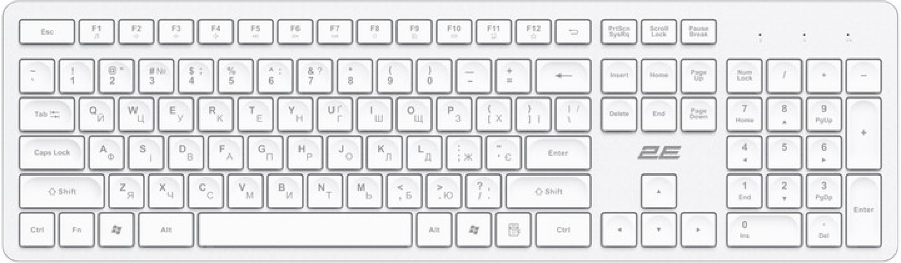 Клавіатура бездротова 2E KS260 WL (2E-KS260WWH_UA) White  - фото - інтернет-магазин електроніки та побутової техніки TTT