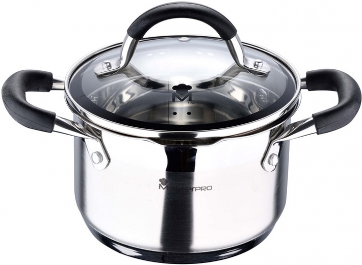 Кастрюля высокая с крышкой MasterPro Foodies collection 1.8 л (BGMP-1504-BK) - фото - интернет-магазин электроники и бытовой техники TTT