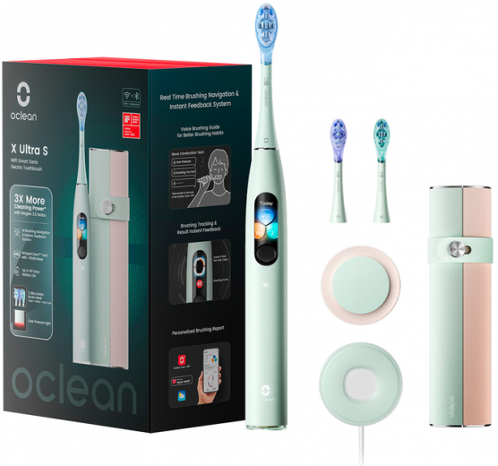 Електрична зубна щітка Oclean X Ultra Set Green - фото - інтернет-магазин електроніки та побутової техніки TTT