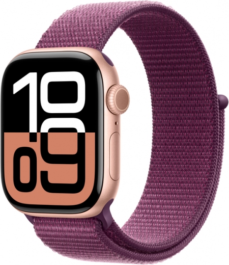 Apple Watch Series 10 GPS 42mm Rose Gold Aluminium Case with Plum Sport Loop (MWWK3QH/A) - фото - интернет-магазин электроники и бытовой техники TTT