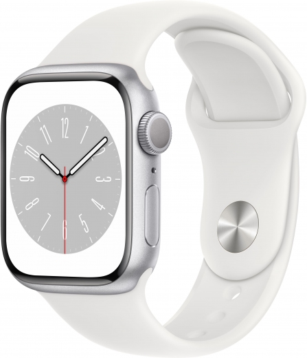 Apple Watch Series 8 GPS 41mm Silver Aluminium Case with White Sport Band (MP6K3UL/A) - фото - интернет-магазин электроники и бытовой техники TTT