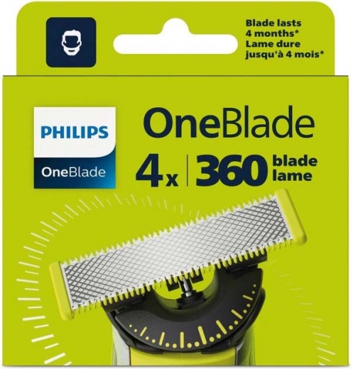 Сменные лезвия Philips OneBlade QP440/50 (4 шт) с системой 360 - фото - интернет-магазин электроники и бытовой техники TTT