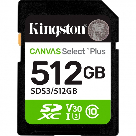 Карта памяти Kingston Canvas Select Plus SDXC 512GB UHS-I U3 V30 (SDS3/512GB) - фото - интернет-магазин электроники и бытовой техники TTT