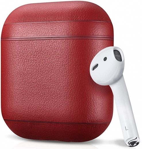 Чехол Airpods Leather case Dark Red - фото - интернет-магазин электроники и бытовой техники TTT