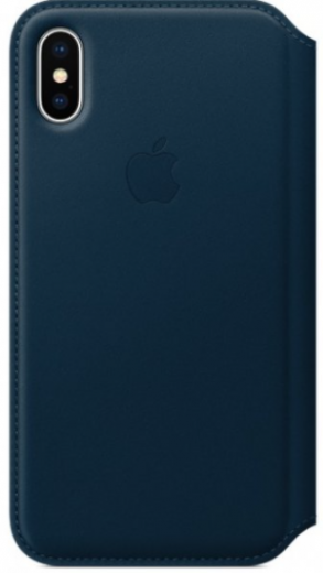 Панель Apple Leather Folio iPhone X Cosmos Blue - фото - інтернет-магазин електроніки та побутової техніки TTT