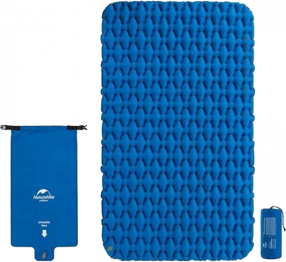 Килимок надувний двомісний з надувним мішком Naturehike FC-11 NH19Z055-P 65 мм (6927595735428) Блакитний  - фото - інтернет-магазин електроніки та побутової техніки TTT
