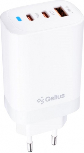 Мережевий зарядний пристрій Gelius Elevaro GP-HC065 65W USB+2Type-C (QC/PD/PPS) White - фото Мережевий зарядний пристрій Gelius Elevaro GP-HC065 65W USB+2Type-C (QC/PD/PPS) White - фото - інтернет-магазин електроніки та побутової техніки TTT