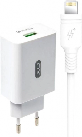 Мережевий зарядний пристрій XO QC 3.0 L36 18W/1USB + Lightning (L36-L-WH) White - фото - інтернет-магазин електроніки та побутової техніки TTT