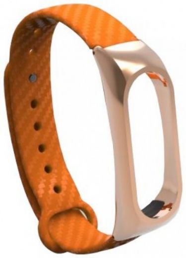 Ремінець для Xiaomi Mi Band 2 Carbon Fibre Orange - фото - інтернет-магазин електроніки та побутової техніки TTT