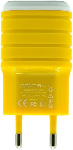 Мережевий зарядний пристрій Optima 2 USB (2.1A) Yellow - фото - інтернет-магазин електроніки та побутової техніки TTT