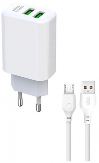 Сетевое зарядное устройство XO L85C 2USB 2.4A microUSB cable White - фото Сетевое зарядное устройство XO L85C 2USB 2.4A microUSB cable White - фото - интернет-магазин электроники и бытовой техники TTT
